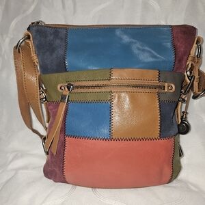 The Sak Sanibel patchwork hobo bag in a multicolored leather.
